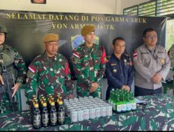 Satgas Pamtas Berhasil Gagalkan Upaya Penyeludupan Miras Asal Malaysia di Perbatasan Aruk
