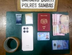 Bawa 9,2 Gram Sabu, Satreskrim Polres Sambas Tangkap WNA Malaysia di Kawasan Aruk