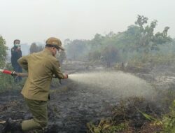 Datang Langsung ke Desa Tri Mandayan, Bupati Satono Ikut Padamkan Api Sekaligus Salurkan Bantuan Air Bersih